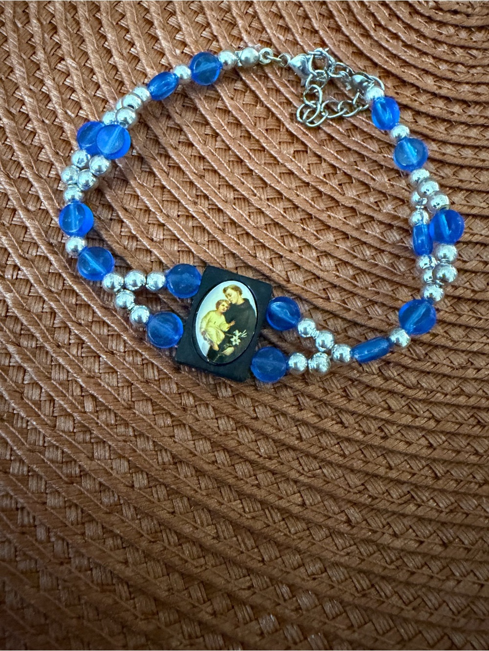 Blue Beaded Saint Medal Bracelet - Women’s Religious Jewelry